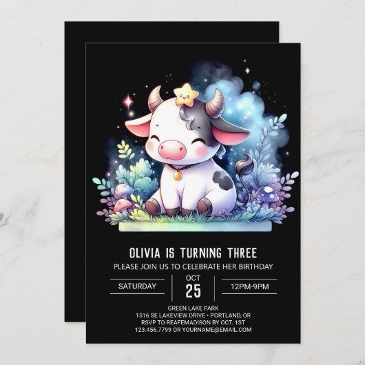 Rustieke Custom Koe Verjaardag Kaart (Voorkant / Achterkant)
