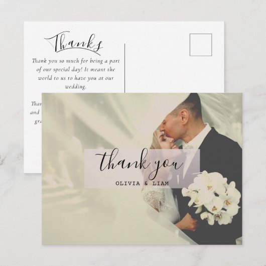 Rustieke Custom Photo Wedding Bedankt Briefkaart (Voorkant / Achterkant)