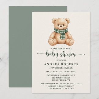 Rustieke Cute Teddyshower voor Baby Kaart