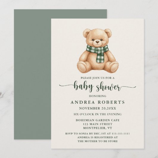 Rustieke Cute Teddyshower voor Baby Kaart (Voorkant / Achterkant)