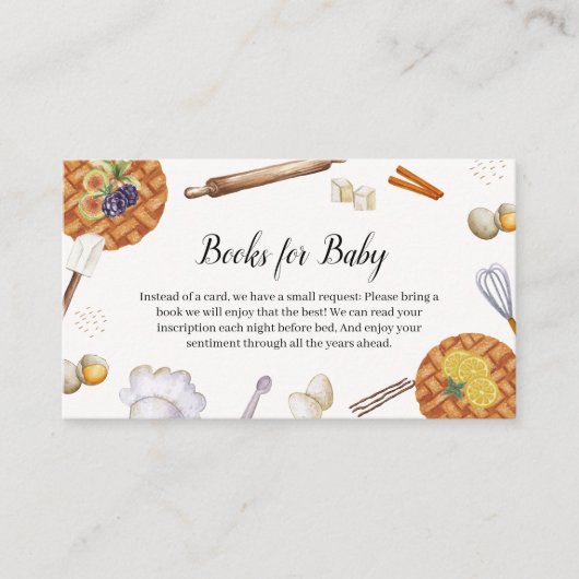 Rustieke Cutie Baking Pie Boeken voor Baby shower Informatiekaartje (Voorkant)
