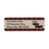 Rustieke Dachshund Kerst Plaid Adresetiketten Etiket (Voorkant)
