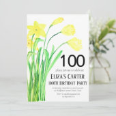Rustieke Daffodil 100e bloemenelegante verjaardag Kaart (Staand voorkant)