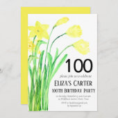 Rustieke Daffodil 100e bloemenelegante verjaardag Kaart (Voorkant / Achterkant)