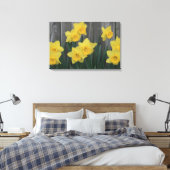 Rustieke Daffodil Flower Country Garden Fence Foto Canvas Afdruk (Insitu (Slaapkamer))