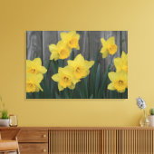 Rustieke Daffodil Flower Country Garden Fence Foto Canvas Afdruk (Insitu (Woonkamer))