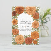 Rustieke Dahlia Aardse Herfst Tonen Waterverf brui Kaart (Staand voorkant)