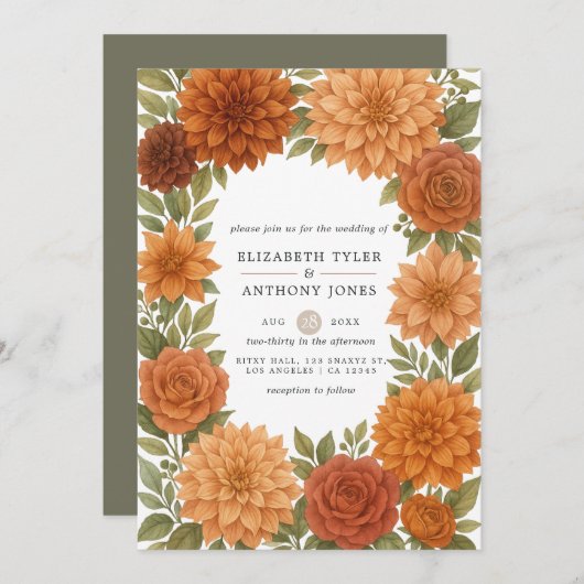 Rustieke Dahlia Aardse Herfst Tonen Waterverf brui Kaart (Voorkant / Achterkant)