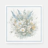 Rustieke Daisies & Blauw Bloemen Vrijgezellenfeest Servet (Voorkant)