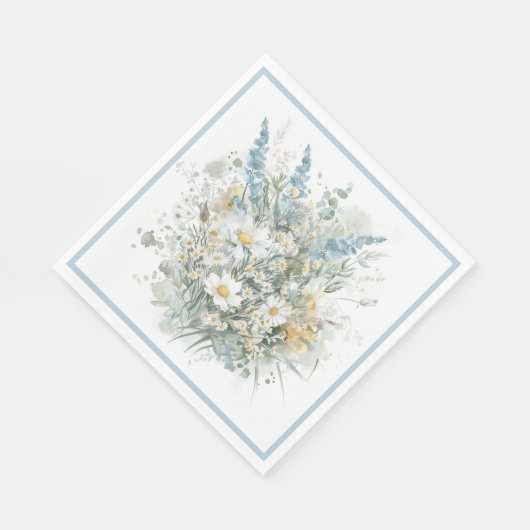 Rustieke Daisies & Blauw Bloemen Vrijgezellenfeest Servet (Hoek)
