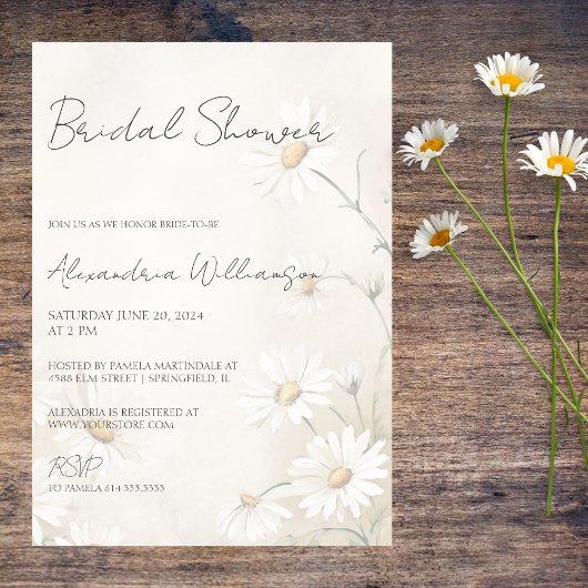 Rustieke Daisies Bruidsdouche  Kaart