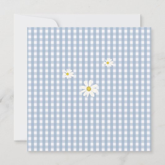 Rustieke Daisies Dusty Blue Gingham Vrijgezellenfe Kaart (Achterkant)