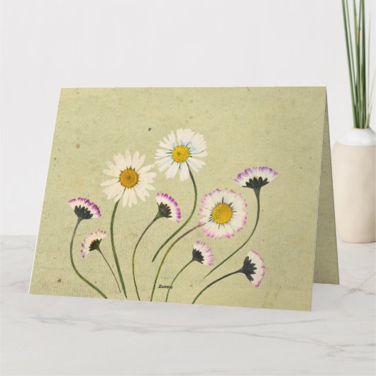 Rustieke  Daisies Eenvoudig ontwerp Kaart (Achterkant)