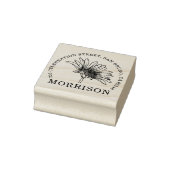 Rustieke Daisy Bloem Naam & Rond Retouradres Rubberstempel (Stempel)