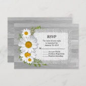 Rustieke daisy boerlap schuur hout bruiloft RSVP d (Voorkant / Achterkant)