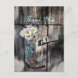 Rustieke Daisy Country Cowboy bruiloft dank u Briefkaart