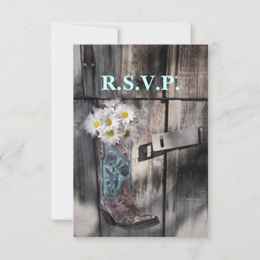 Rustieke Daisy Country Cowboy Bruiloft RSVP Reacti (Voorkant)