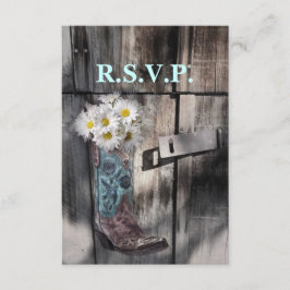 Rustieke Daisy Country Cowboy Bruiloft RSVP Reacti Kaartje