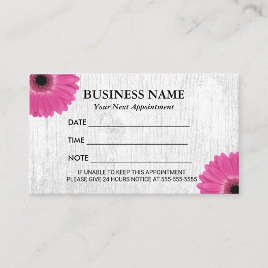 Rustieke Daisy Floral Salon Spa afspraak Afsprakenkaartje (Voorkant)