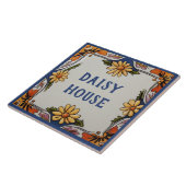Rustieke Daisy Flower Custom House naam Bord teken Tegeltje (Zijkant)