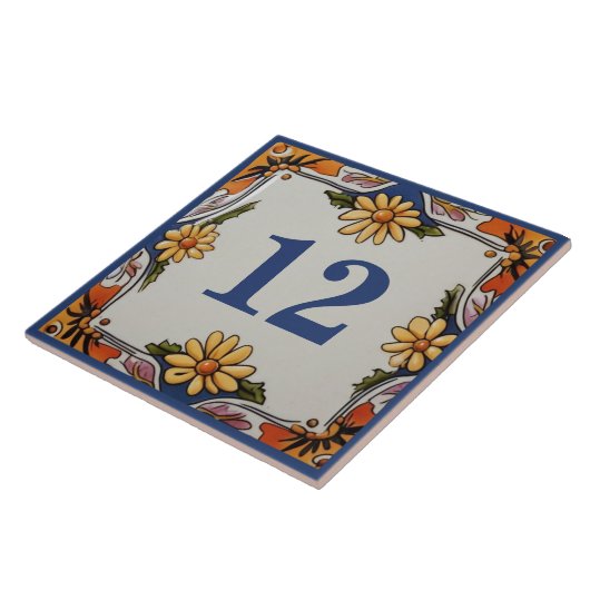 Rustieke Daisy Flower Custom House Nummer Teken Bo Tegeltje (Zijkant)