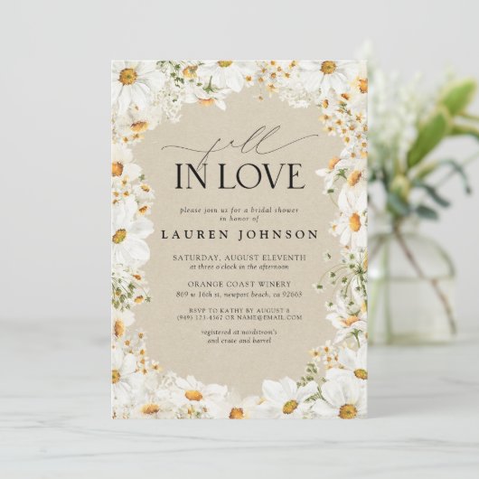 Rustieke Daisy Herfst in Liefde QR Code Vrijgezell Kaart (Staand voorkant)