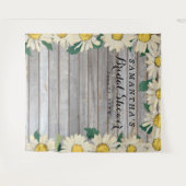 Rustieke Daisy op Houten Bruiloftsshower Fotohokje Wandkleed (Voorkant (horizontaal))
