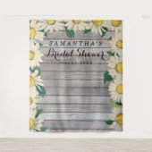 Rustieke Daisy op Houten Bruiloftsshower Fotohokje Wandkleed (Voorkant)
