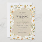 Rustieke Daisy Waterverf Flowers Elegante bruiloft Kaart (Voorkant)