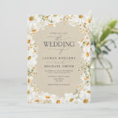 Rustieke Daisy Waterverf Flowers Elegante bruiloft Kaart (Staand voorkant)