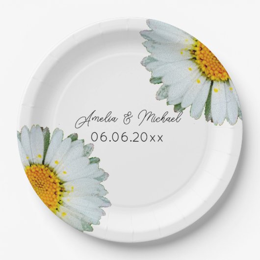 Rustieke Daisy Zomer Bruiloft  Papieren Bordje (Voorkant)