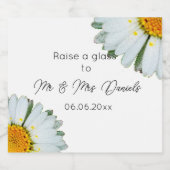 Rustieke Daisy Zomer Huwelijk Sparkling Wijnetiket (Enkel label)