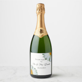 Rustieke Daisy Zomer Huwelijk Sparkling Wijnetiket