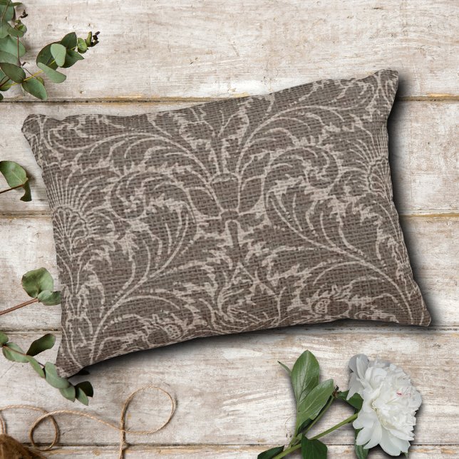 Rustieke  Damask Burlap Accent Kussen (Creator heeft geüpload)