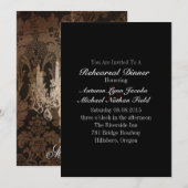 rustieke damast kroonluchter bruiloft repetitie di kaart (Voorkant / Achterkant)