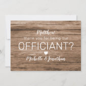 Rustieke Dank Je Dat Je Onze Trouwambtenaar Bent Bedankkaart (Achterkant)