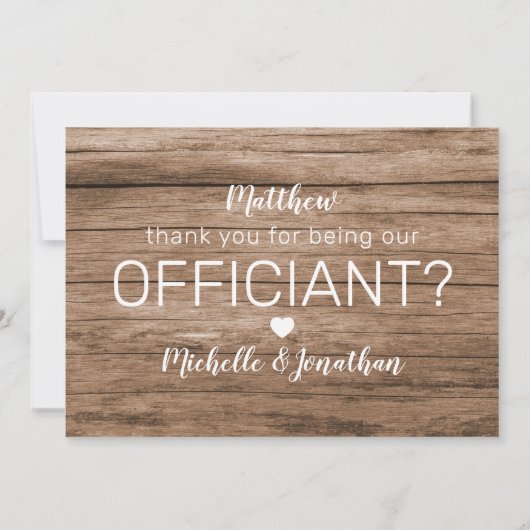 Rustieke Dank Je Dat Je Onze Trouwambtenaar Bent Bedankkaart (Achterkant)