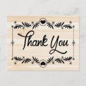 Rustieke dank u Black Heart Wood Grain Bloemen Briefkaart (Voorkant)