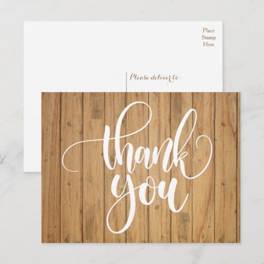 Rustieke dank u Brown Country Wood Wedding Party Briefkaart (Voorkant / Achterkant)