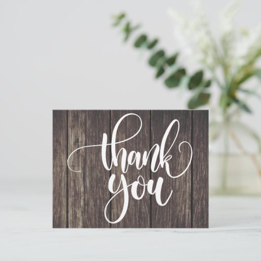 Rustieke dank u Brown Country Wood Wedding Party Briefkaart (Staand voorkant)