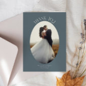 Rustieke dank u Oval Lijst leisteen trouwfoto Bedankkaart