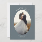 Rustieke dank u Oval Lijst leisteen trouwfoto Bedankkaart (Voorkant)