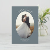 Rustieke dank u Oval Lijst leisteen trouwfoto Bedankkaart (Staand voorkant)