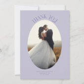 Rustieke dank u Oval Lijst Lila trouwfoto Bedankkaart (Voorkant)