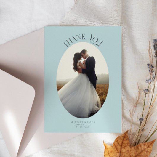 Rustieke dank u Oval Turquoise bruiloft foto Bedankkaart
