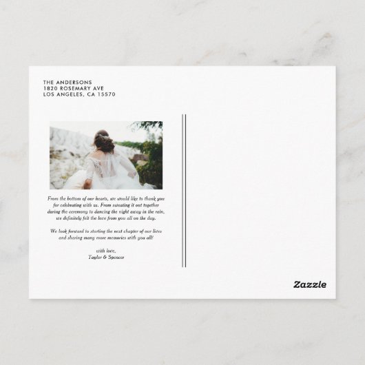 Rustieke dank u zo veel foto bruiloft dank u briefkaart (Achterkant)