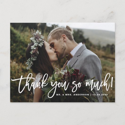 Rustieke dank u zo veel foto bruiloft dank u briefkaart (Voorkant)
