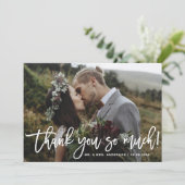 Rustieke dank u zo veel script foto bruiloft bedankkaart (Staand voorkant)