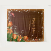 Rustieke Dark Wood Sinaasappel Bloemen Huwelijk Ac Wandkleed (Voorkant (horizontaal))