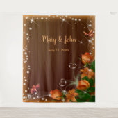 Rustieke Dark Wood Sinaasappel Bloemen Huwelijk Ac Wandkleed (Voorkant)